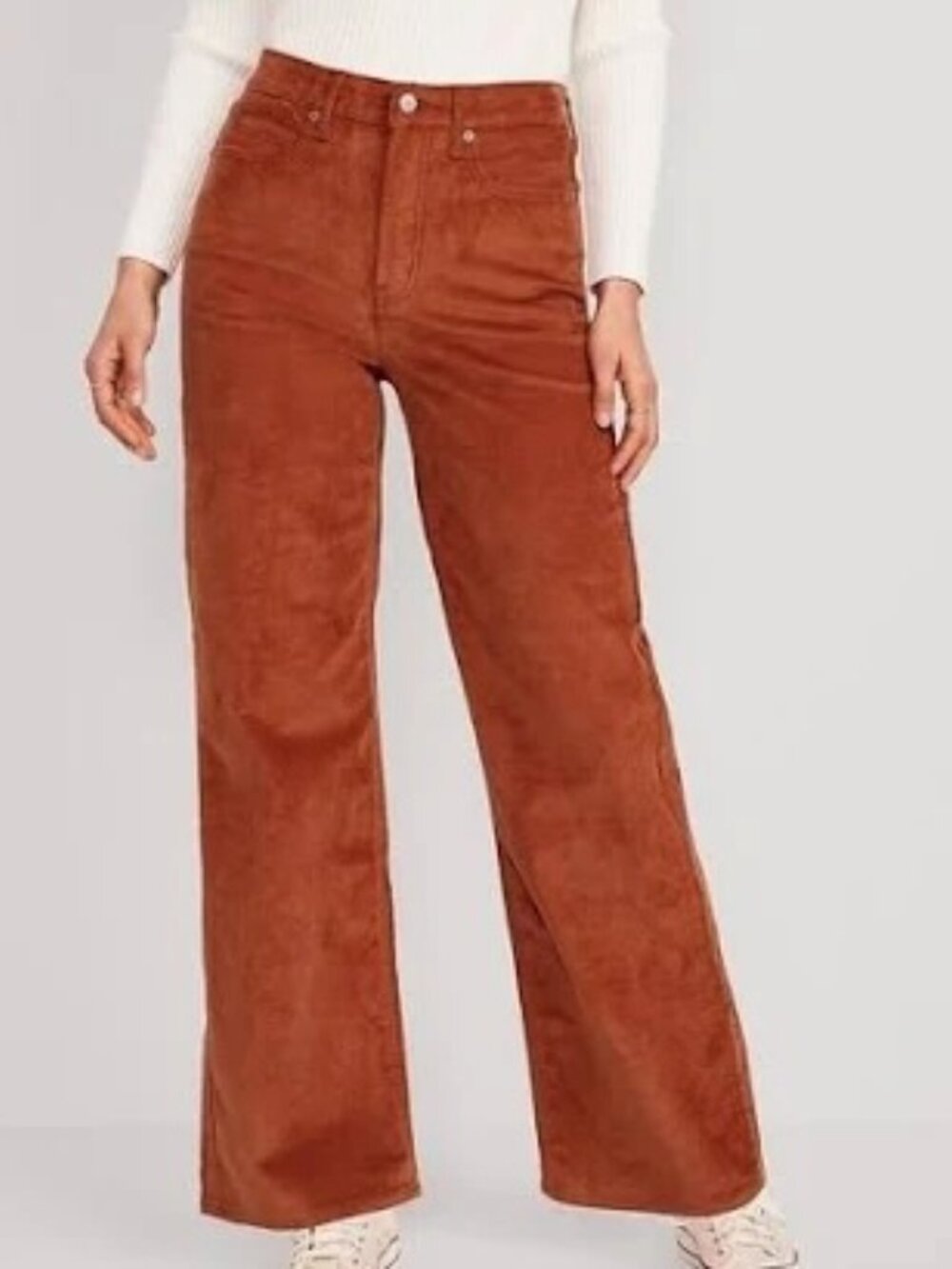 Old Navy Extra High Rise Wide Leg Corduroy Pants Womens 14 Rust